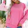 Hot Dear-Lover Cable Knit Colorblock Exposed Seam Sweatshirt Bonbon