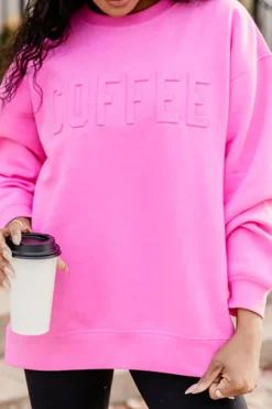 Discount Dear-Lover COFFEE Letter Embossed Casual Sweatshirt Bonbon