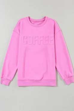 Discount Dear-Lover COFFEE Letter Embossed Casual Sweatshirt Bonbon