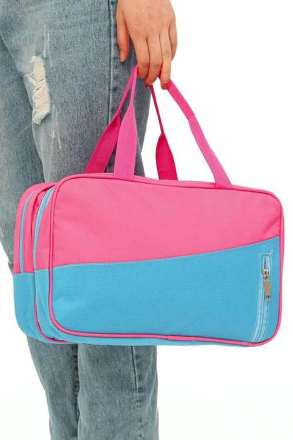 New Dear-Lover Color Block Multi Zip Pocket Portable Yoga Bag Bonbon