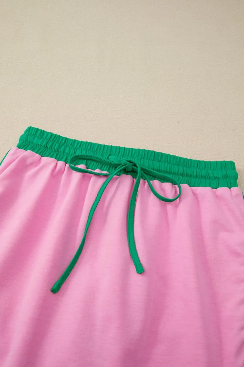 Online Dear-Lover Colorblock Edge Drop Shoulder T Shirt and Skort 2Pcs Set Bonbon