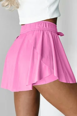 Hot Dear-Lover Drawstring High Waist Lined Tennis Skorts Bonbon