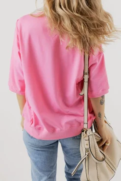 Outlet Dear-Lover Exposed Seam Chest Pocket Split Loose T Shirt Bonbon