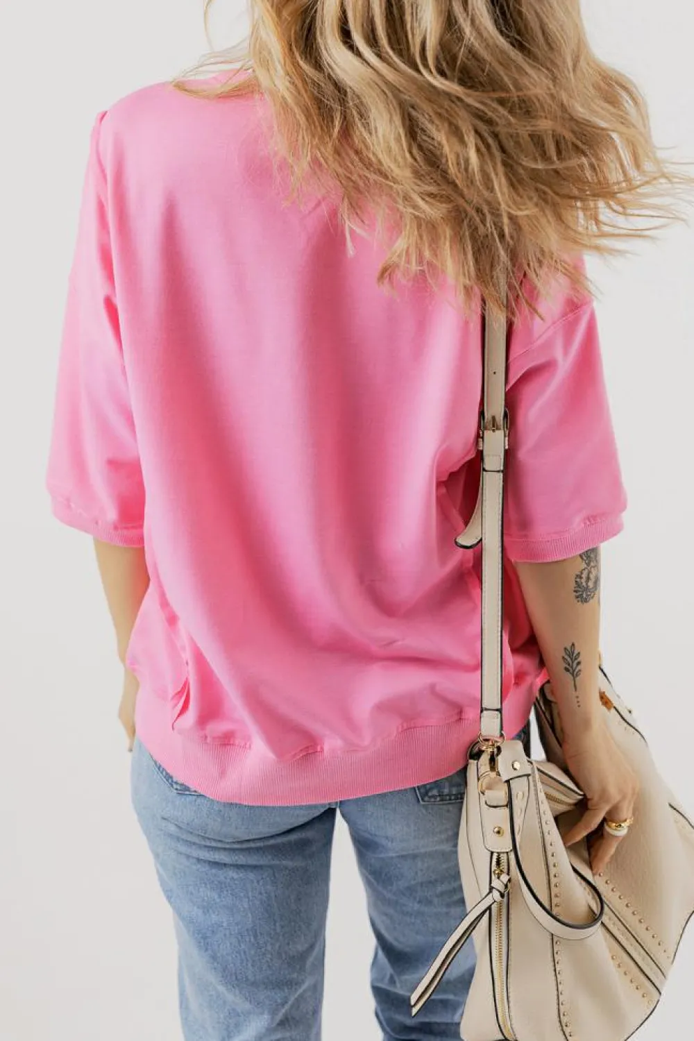 Outlet Dear-Lover Exposed Seam Chest Pocket Split Loose T Shirt Bonbon