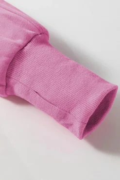 Clearance Dear-Lover Fleece Lined Zip Up Stand Collar Thumbhole Sleeve Sweatshirt Bonbon