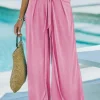 New Dear-Lover Knotted Drop Waist Split Leg Relaxed Pants Bonbon