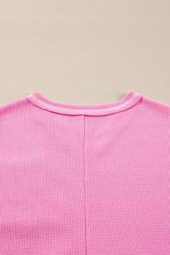 Sale Dear-Lover Lace Floral Patchwork Sleeve Stitching V Neck Rib Knit Blouse Bonbon