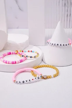 New Dear-Lover Mothers Day Slogan Beaded Multi Layer Bracelet Bonbon