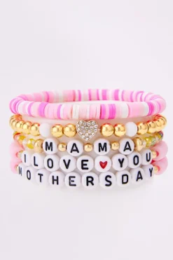 New Dear-Lover Mothers Day Slogan Beaded Multi Layer Bracelet Bonbon