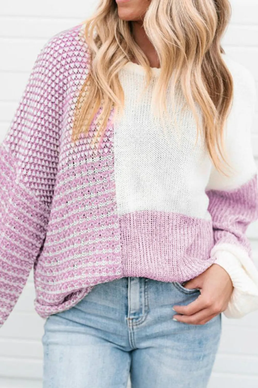 Sale Dear-Lover Neutral Colorblock Tie Back Sweater Bonbon