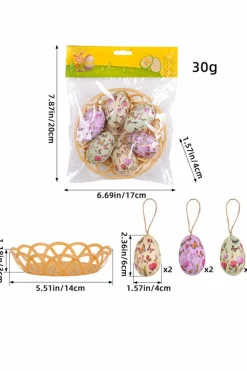 Clearance Dear-Lover 6pcs/set Easter Egg Hanging Home Decoration with Basket Bonbon