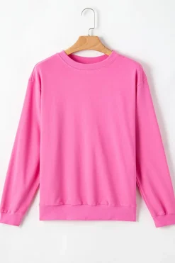 Fashion Dear-Lover Plain Drop Shoulder Crewneck Pullover Sweatshirt Bonbon