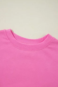 Fashion Dear-Lover Plain Drop Shoulder Crewneck Pullover Sweatshirt Bonbon