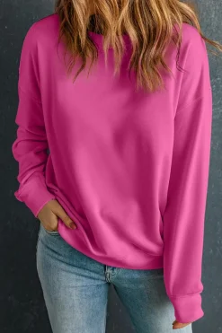 Outlet Dear-Lover Solid Classic Crewneck Pullover Sweatshirt Bonbon