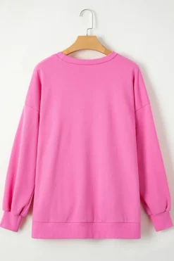 Outlet Dear-Lover Solid O Neck High Low Hem Pullover Sweatshirt Bonbon