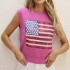 Hot Dear-Lover Sparkling American Flag Knitted Vest Bonbon