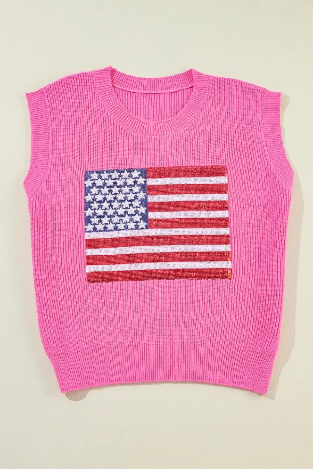 Hot Dear-Lover Sparkling American Flag Knitted Vest Bonbon