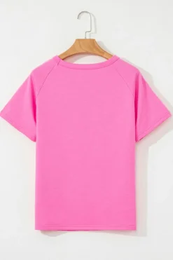 Online Dear-Lover Striped Patch Front Casual Tee Bonbon