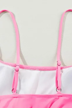 Best Dear-Lover Striped Patchwork Spaghetti Strap High Waist Bikini Swimsuit Bonbon