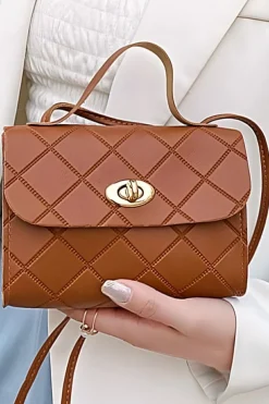 Sale Dear-Lover PU Leather Diamond Pattern Messenger Bag Breen