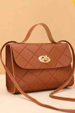 Sale Dear-Lover PU Leather Diamond Pattern Messenger Bag Breen