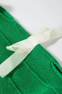 Hot Dear-Lover Bow Knot Cut Out Round Neck Loose Sweater Bright Green