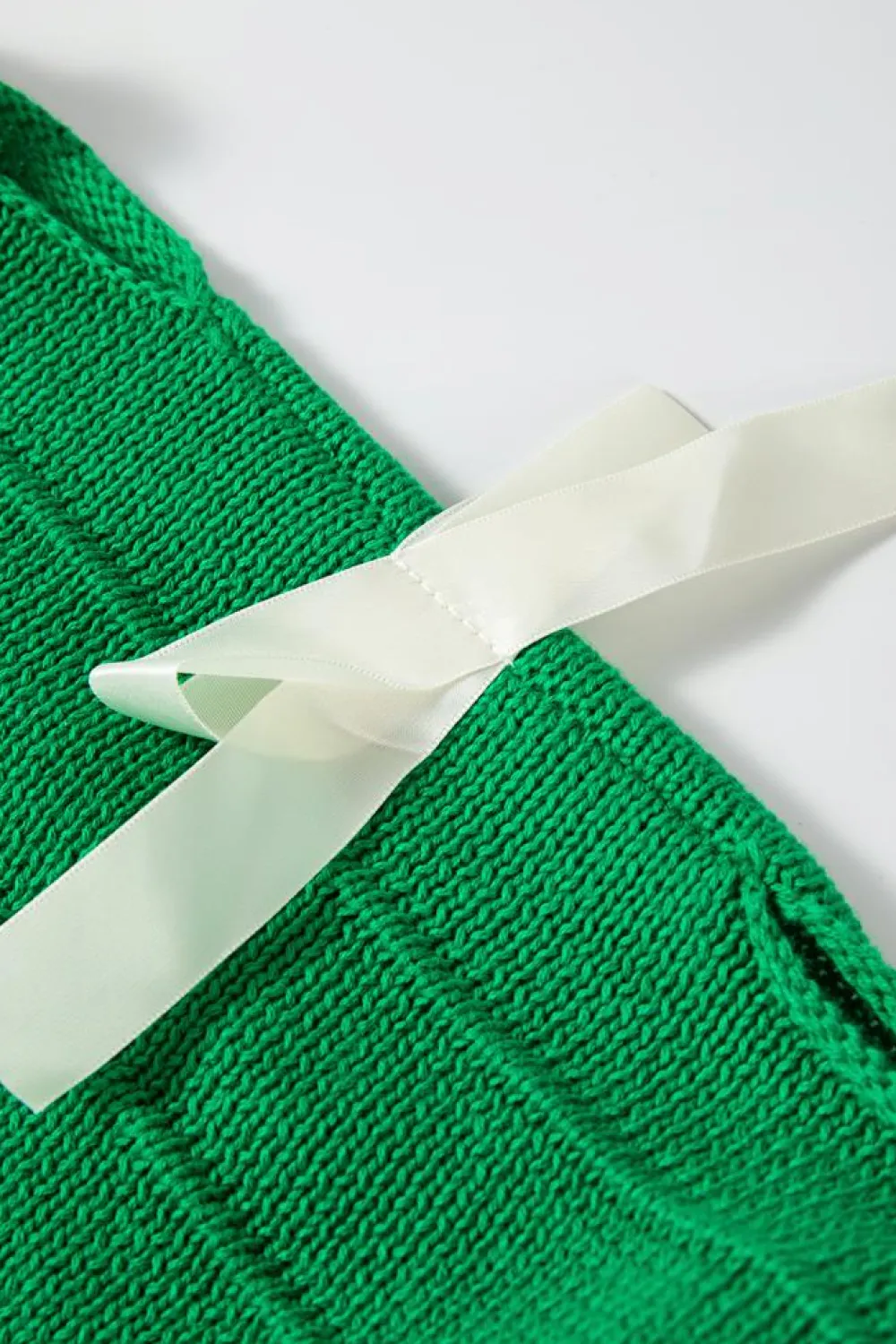Hot Dear-Lover Bow Knot Cut Out Round Neck Loose Sweater Bright Green