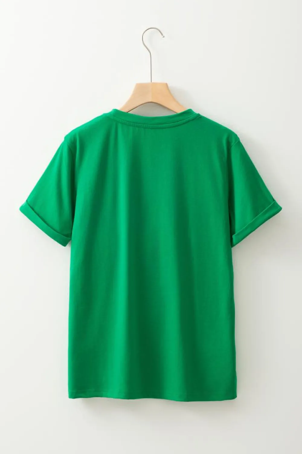 Hot Dear-Lover Casual Plain Crew Neck Tee Bright Green