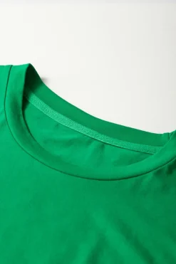 Hot Dear-Lover Casual Plain Crew Neck Tee Bright Green