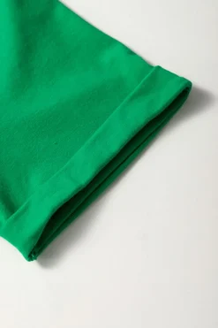 Hot Dear-Lover Casual Plain Crew Neck Tee Bright Green