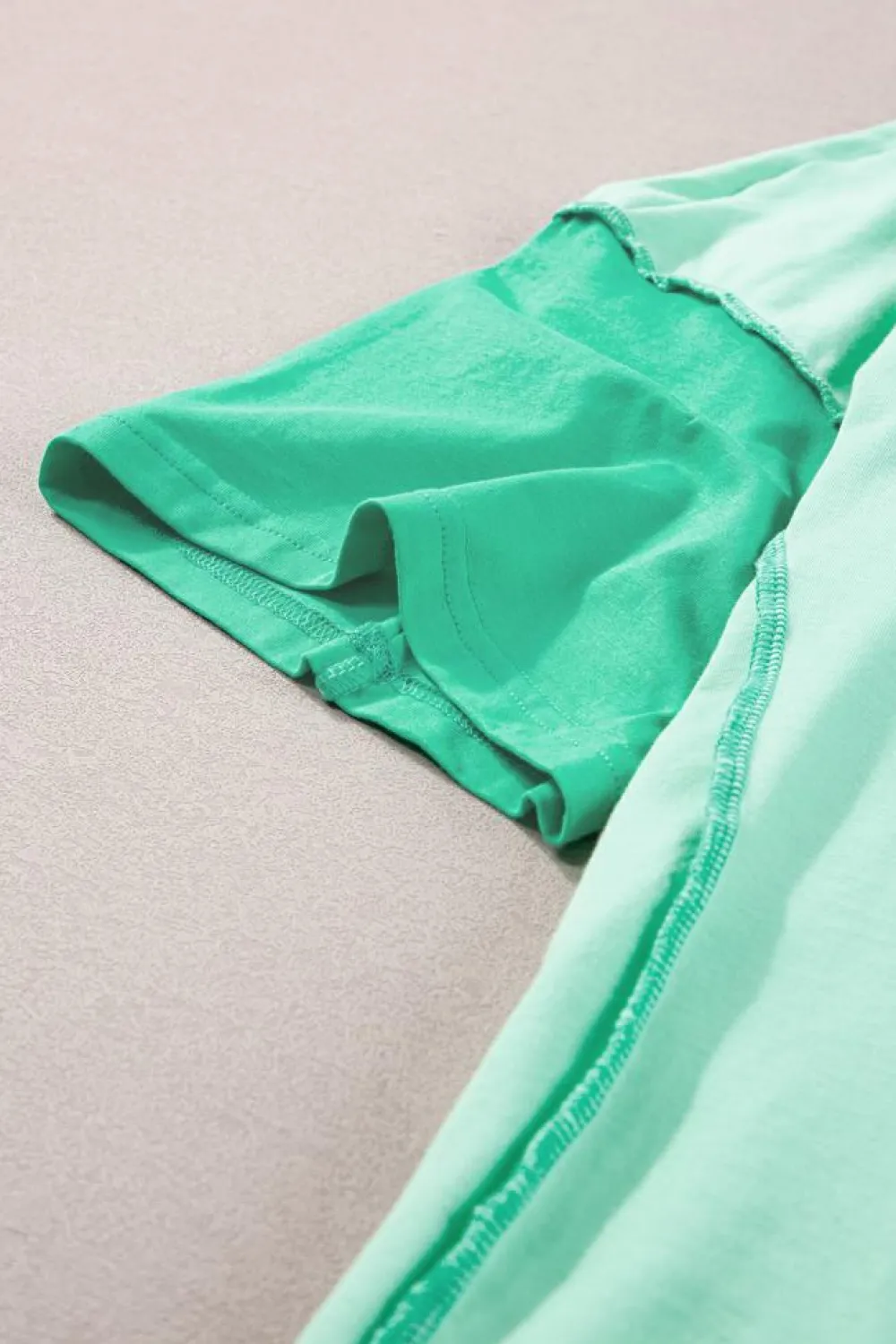 Outlet Dear-Lover Contrast Color Patchwork Half Button T Shirt Bright Green