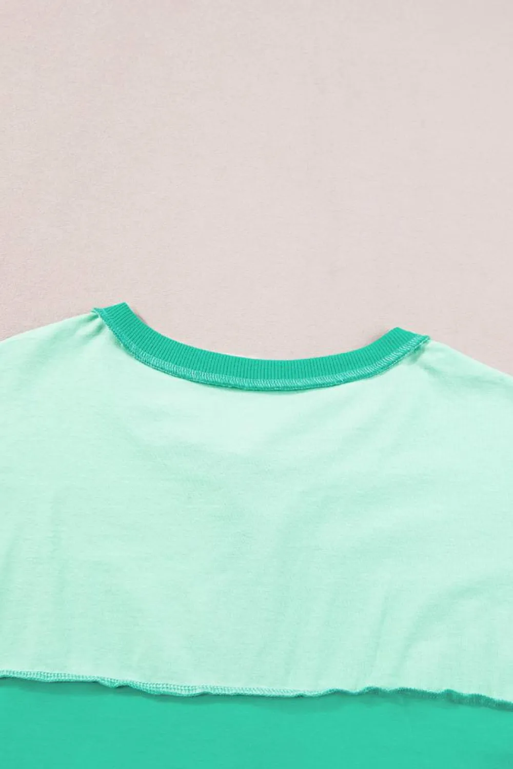 Outlet Dear-Lover Contrast Color Patchwork Half Button T Shirt Bright Green