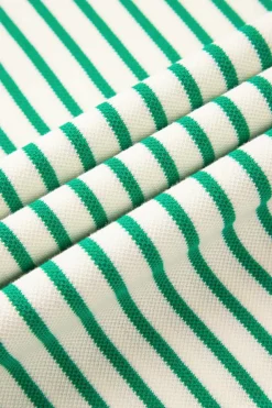 Outlet Dear-Lover Contrast Detail Striped Ruffle Short Sleeve Top Bright Green