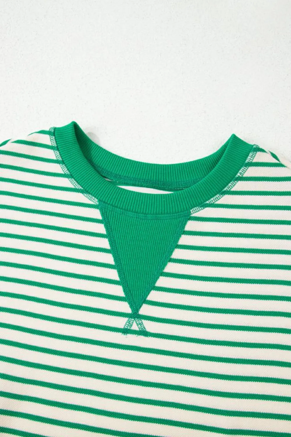 Outlet Dear-Lover Contrast Detail Striped Ruffle Short Sleeve Top Bright Green