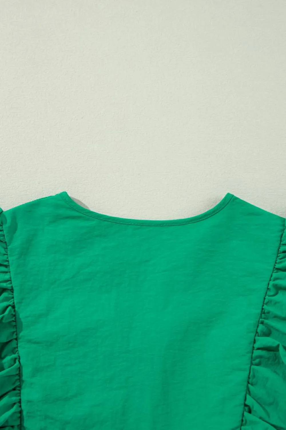 Outlet Dear-Lover Embroidered Ruffled Trim 3/4 Sleeve V Neck Mini Dress Bright Green