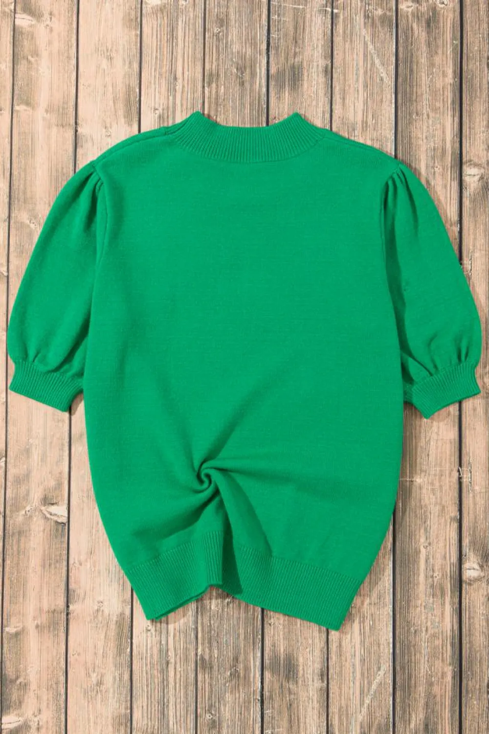 Best Dear-Lover Floral Bubble Short Sleeve Sweater Bright Green