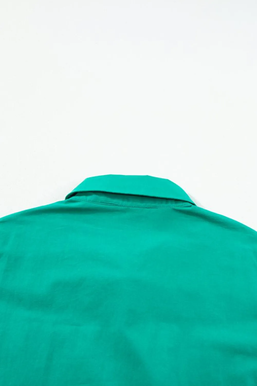 Clearance Dear-Lover Shirred Ruffle Sleeve Button Up Short Dress Bright Green