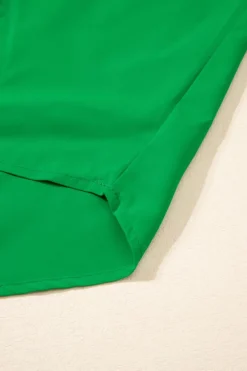 New Dear-Lover Solid Mock Neck Split Batwing Sleeve Blouse Bright Green