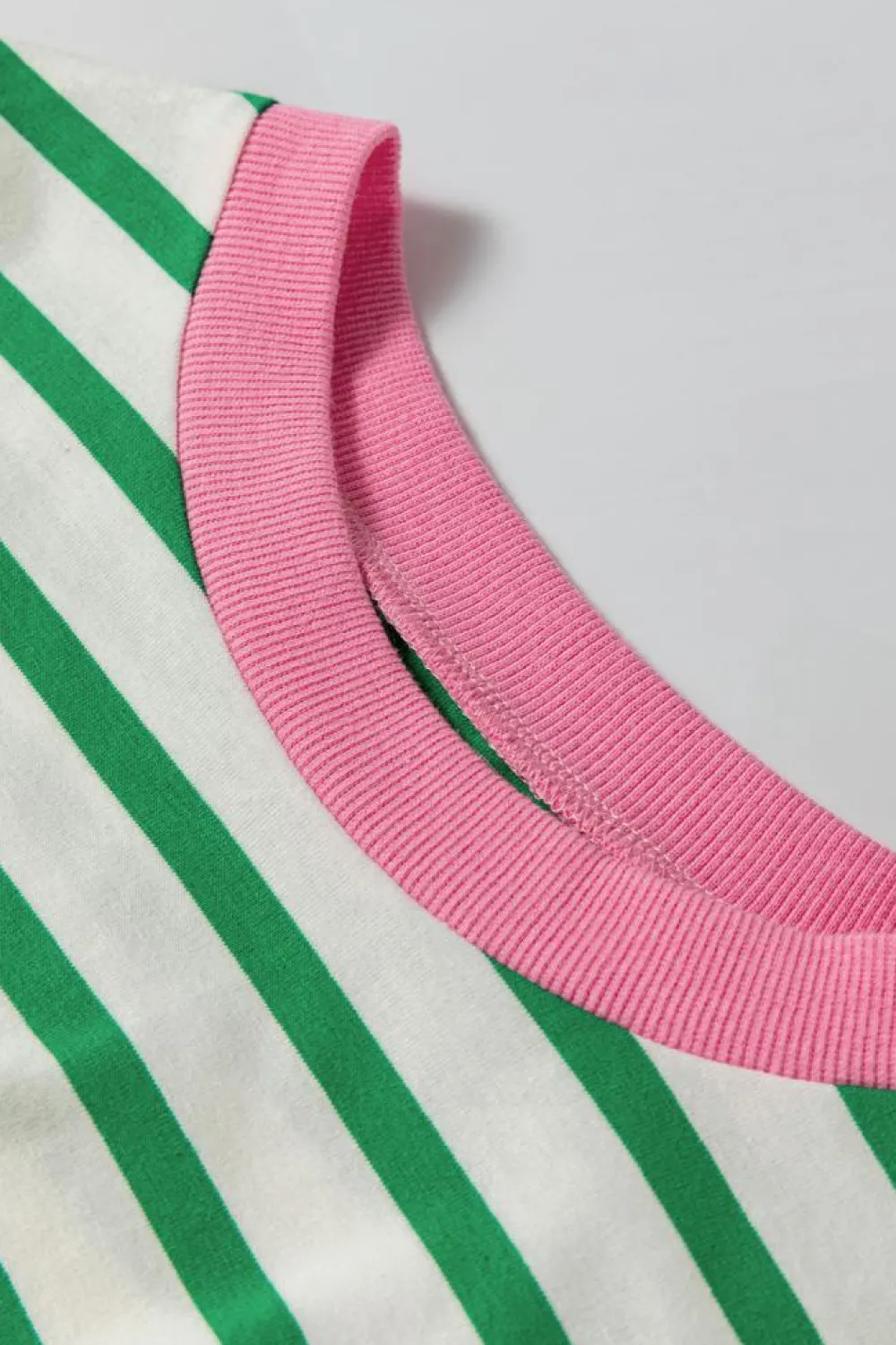 Online Dear-Lover Striped Contrast Edge Long Sleeve Top Bright Green