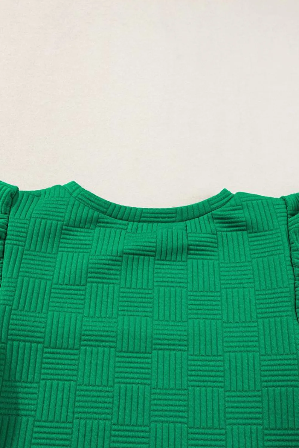 New Dear-Lover Textured Ruffled Sleeve Tee and Drawstring Shorts Set Bright Green