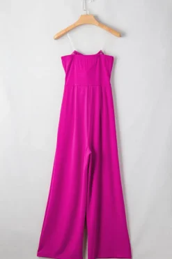 Best Dear-Lover Bowknot Strapless Wide Leg Jumpsuit Bright Pink