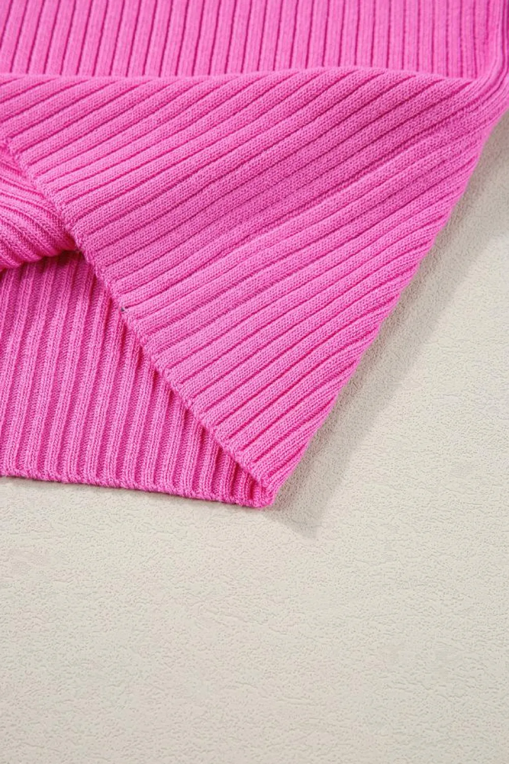 Clearance Dear-Lover Colorblock Edge Ribbed Knit U Neck Tank Top Bright Pink