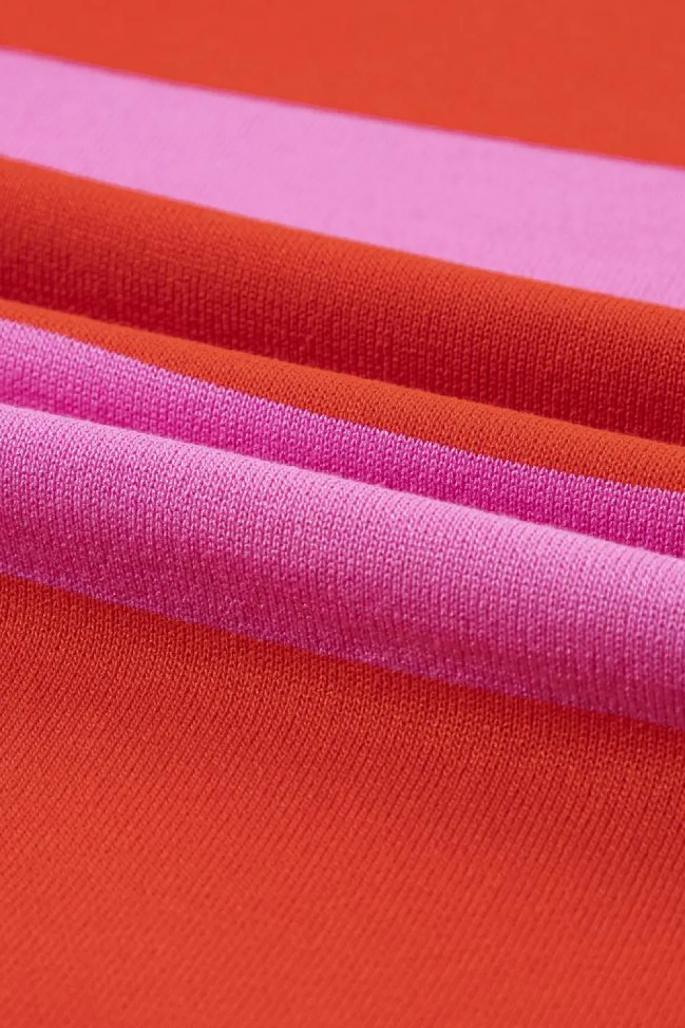 Sale Dear-Lover Colorblock Striped Knitted T shirt Bright Pink