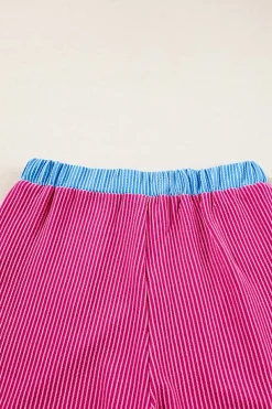 Hot Dear-Lover Corded Contrast Trim Sleeveless Top and Shorts Set Bright Pink