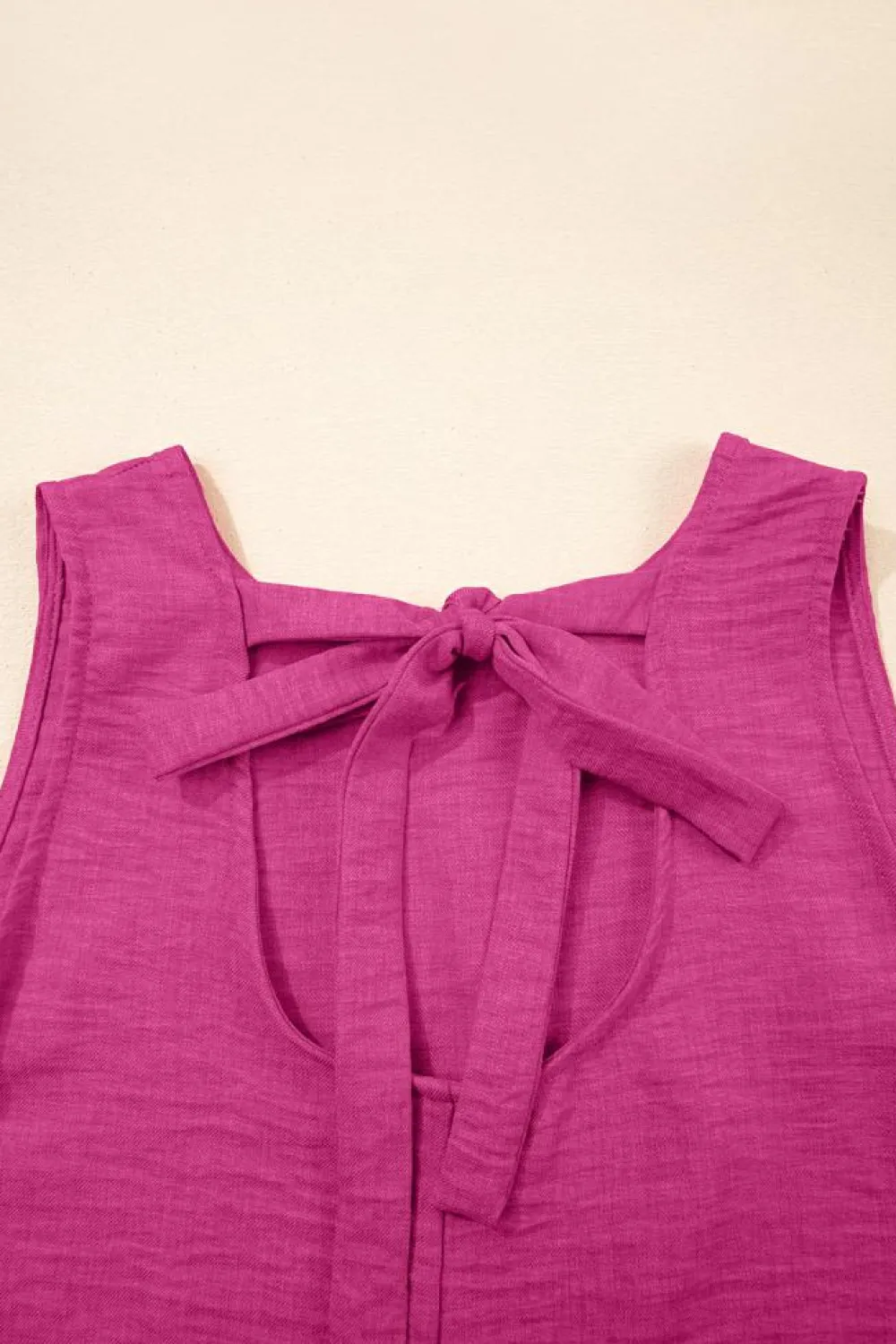 Hot Dear-Lover Knot Scoop Back Ruffle Hem Sleeveless Mini Dress Bright Pink