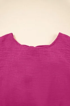 Hot Dear-Lover Knot Scoop Back Ruffle Hem Sleeveless Mini Dress Bright Pink
