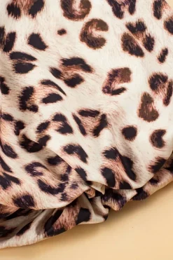 Discount Dear-Lover Leopard Colorblock Patchwork Bubble Sleeve Maxi Dress Bright Pink