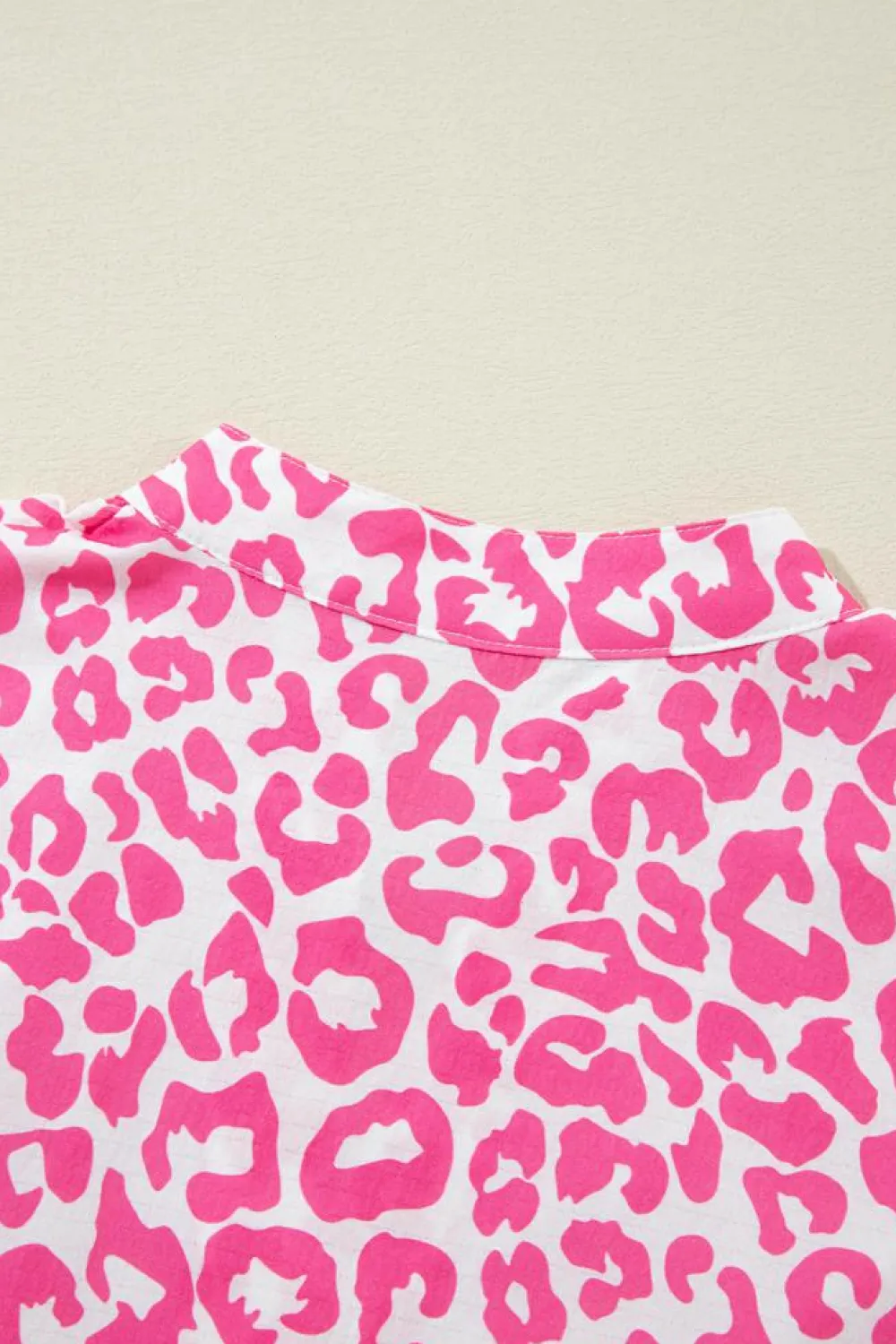 Discount Dear-Lover Leopard Printed Long Sleeve Buttoned Front Mini Dress Bright Pink