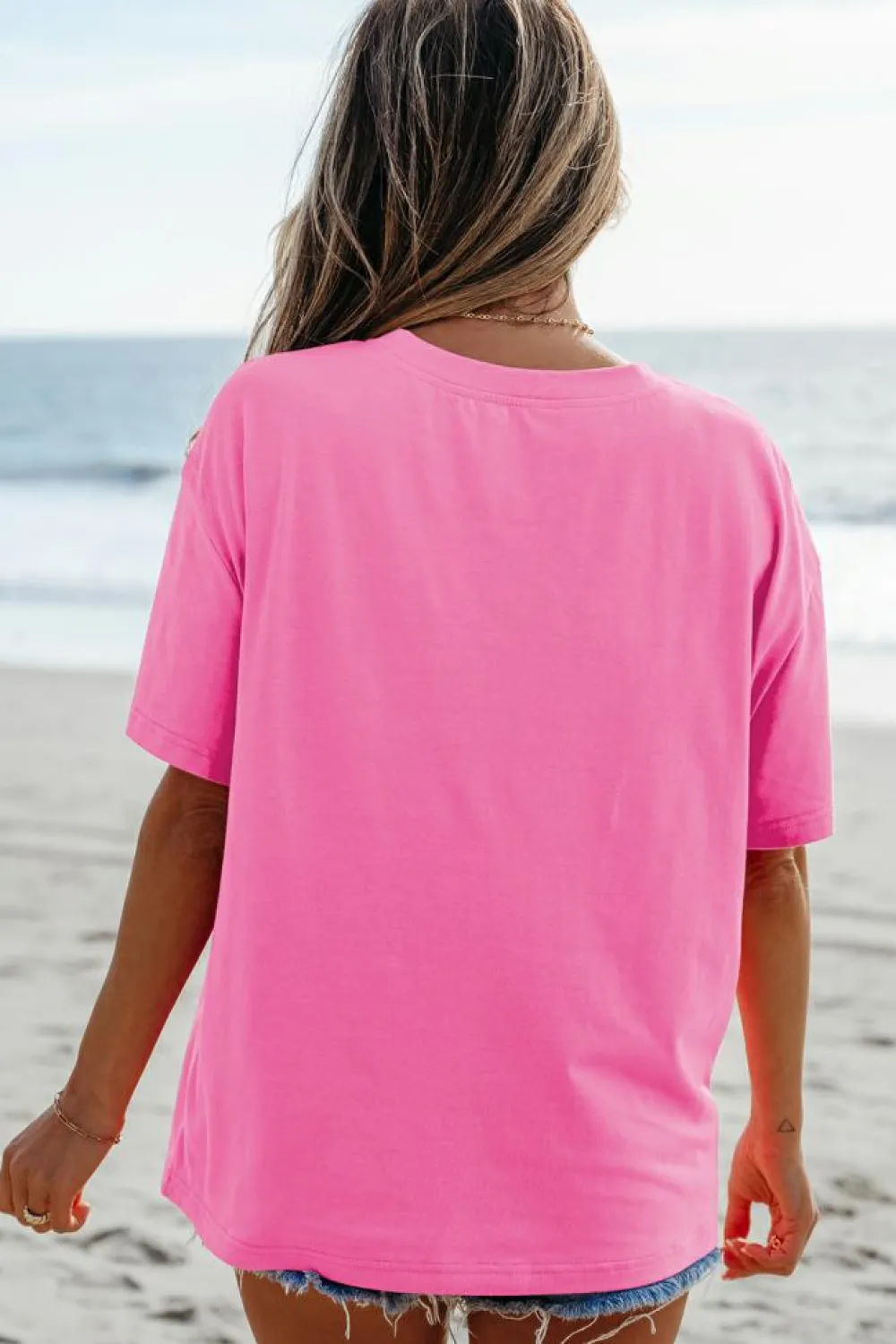 Online Dear-Lover MAMA Letter Graphic Neon T Shirt Bright Pink