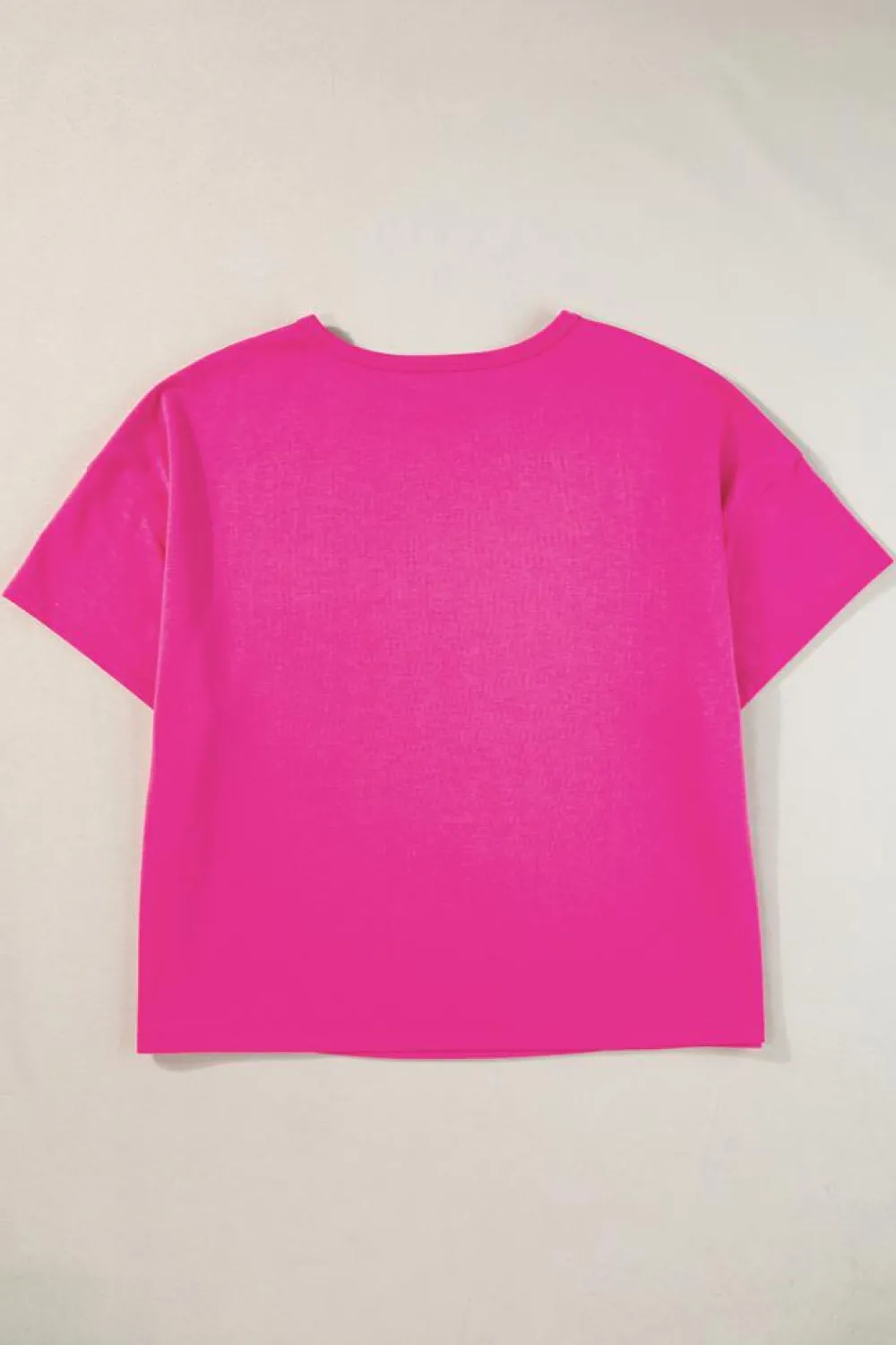 Hot Dear-Lover Patched Pocket Exposed Seam Oversize T-shirt Bright Pink
